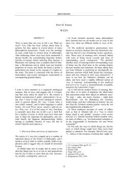 Simons (1994): Ways - KRITERION | Journal of Philosophy