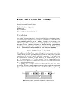 Control Issues in Systems with Loop Delays