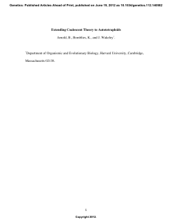 1 Extending Coalescent Theory to Autotetraploids Arnold