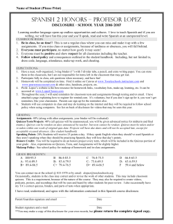 Spanish 2 Honors Disclosure