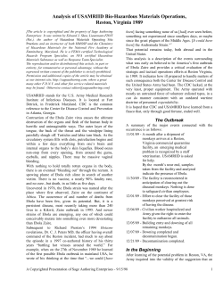 Analysis of USAMRIID Bio-Hazardous Materials