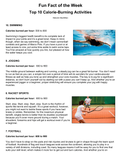 Fun Fact of the Week Top 10 Calorie-Burning Activities