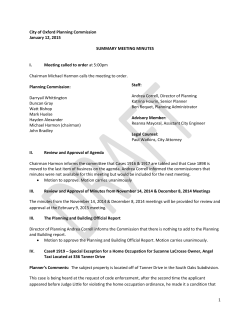 1 City of Oxford Planning Commission January 12, 2015 SUMMARY