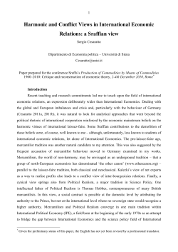 Harmonic and Conflict Views in International Economic Relations: a