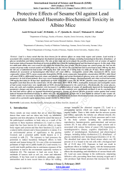Protective Effects of Sesame Oil against Lead Acetate Induced