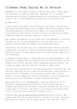 Crimeans Keep Saying No to Ukraine