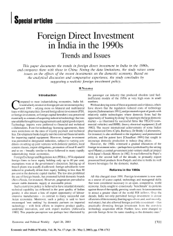 Foreign Direct Investment in India in the 1990s: Trends and