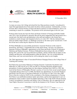 dvc`s communique - UKZN`s College of Health Sciences