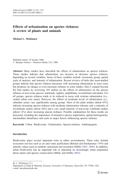 Effects of urbanization on species richness: A review of plants and