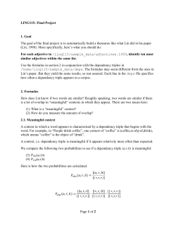 of 2 LING115: Final Project 1. Goal The goal of the final project is to