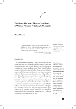 The Heart Machine: &ldquo;Rhythm&rdquo; and Body in Weimar Film and Fritz