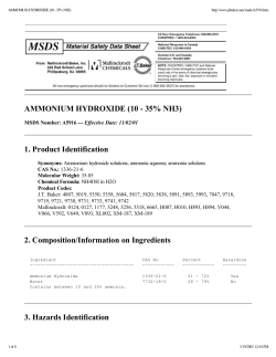 AMMONIUM HYDROXIDE (10 - 35% NH3) 1. Product Identification 2