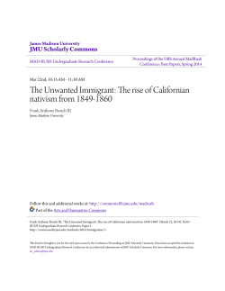 The Unwanted Immigrant: The rise of Californian nativism from 1849