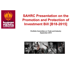 SAHRC Presentation on the Promotion and Protection of