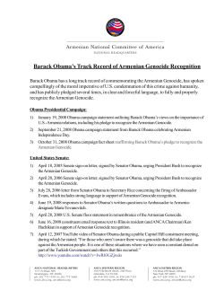 Barack Obama`s Track Record of Armenian Genocide Recognition