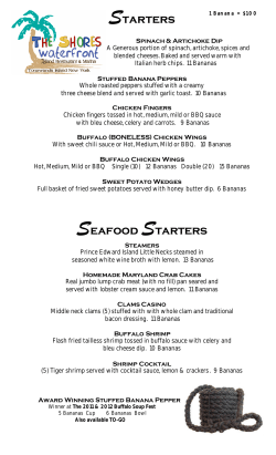 Starters Seafood Starters - Shores Waterfront Restaurant