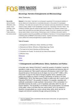 Becomings: Narrative Entanglements and Microsociology 1