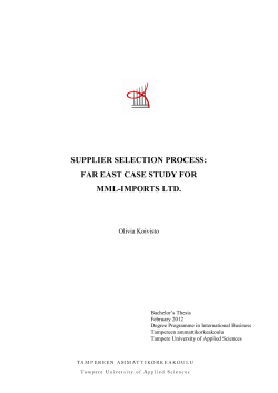 supplier selection process: far east case study for mml