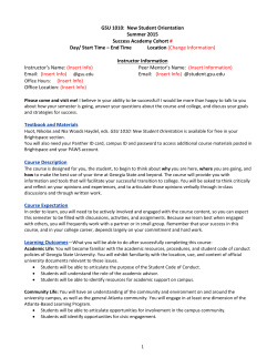 GSU 1010: New Student Orientation Summer 2015 Success