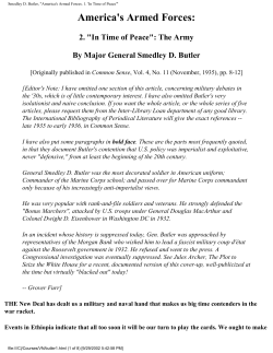 "In Time of Peace": The Army