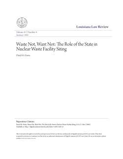 The Role of the State in Nuclear Waste Facility Siting