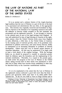 Law of Nations as Part of the National Law of the United States