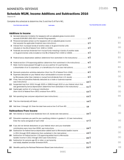 2016 Income Additions and Subtractions