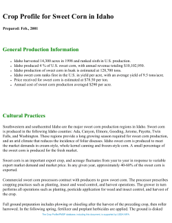 Crop Profile for Sweet Corn in Idaho
