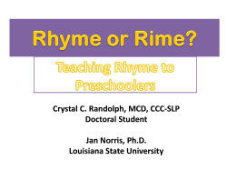 Rhyme or Rime? Teaching Rhyme to Preschoolers