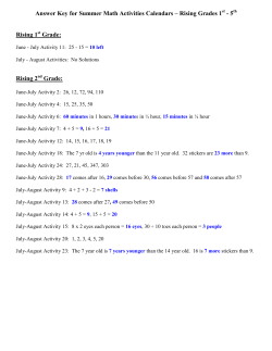 Answer Key for Summer Math Activities Calendars - Grades 1st