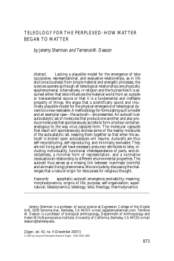 TELEOLOGY FOR THE PERPLEXED: HOW MATTER BEGAN TO
