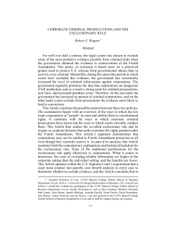 Corporate Criminal Prosecutions and the Exclusionary Rule