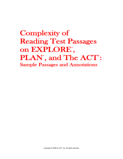 Complexity of Reading Test Passages on EXPLORE&reg;, PLAN&reg;, and