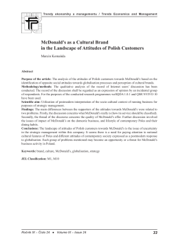McDonald`s as a Cultural Brand in the Landscape of Attitudes of