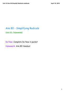 Unit 10 Aim 80 Simplify Radicals.notebook