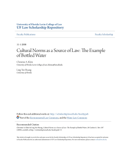 Cultural Norms as a Source of Law: The Example of Bottled Water