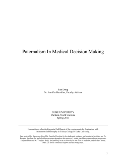 Paternalism In Medical Decision Making