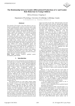 and Gender Role Behaviour in Young Children