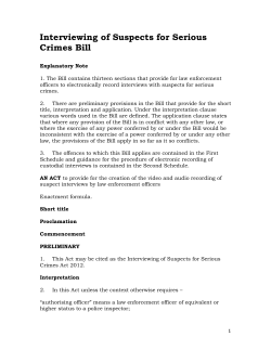Interviewing of Suspects for Serious Crimes Bill