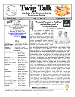 September - Muskegon County Genealogical Society