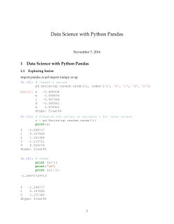Data Science with Python Pandas