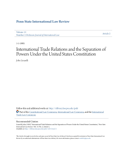 International Trade Relations and the Separation of Powers Under