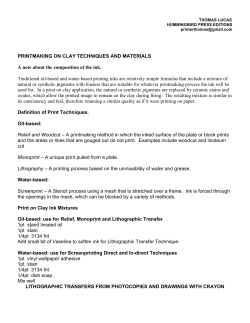 PRINTMAKING ON CLAY TECHNIQUES AND MATERIALS A note
