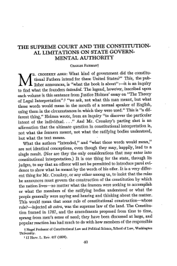 The Supreme Court and the Constitutional Limitations on State