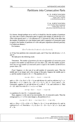 Partitions into Consecutive Parts