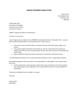 sample deferred exam letter
