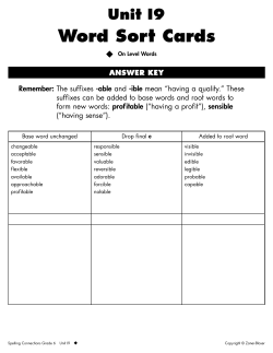 Unit 19 Word Sort Cards ANSWER KEY