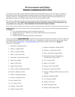 AP#Government#and#Politics# Summer#Assignment#201592016# #