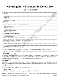 Creating Basic Formulas in Excel 2010