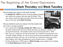 The Beginning of the Great Depression